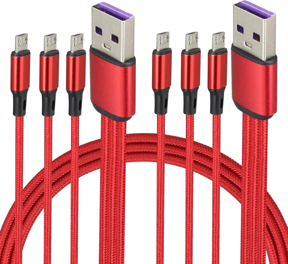 3-in-1 Usb 2.0 Micro Kabelis, 1.2m, Raudonas (2 vnt.)