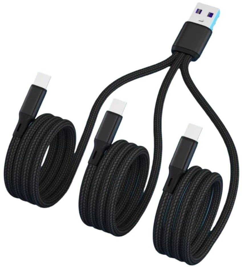 3-in-1 Usb-c įkrovimo laidas, 120 cm, greitas įkrovimas ir duomenų perdavimas