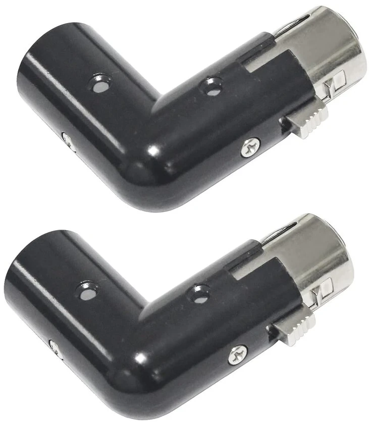 3 kontaktų xlr 90 laipsnių adapteris, reguliuojamas vyriškas į moterišką stačiu kampu xlr adapteris dmx kabeliui, juodas (2 vnt.)