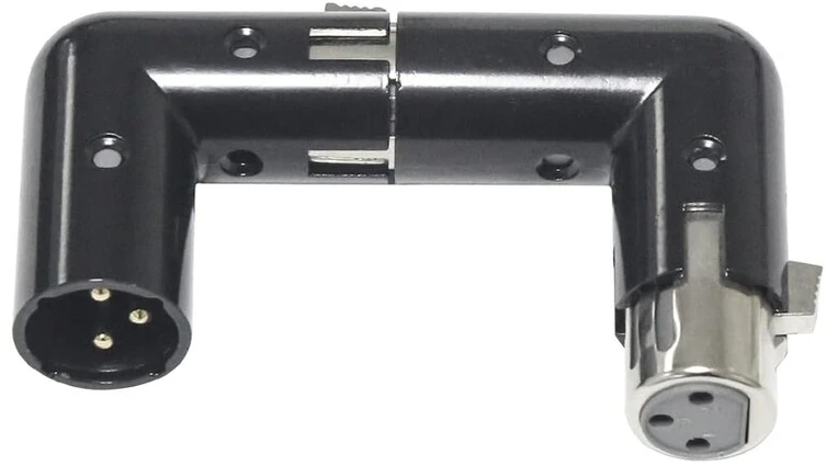 3 kontaktų xlr 90 laipsnių adapteris, reguliuojamas vyriškas į moterišką stačiu kampu xlr adapteris dmx kabeliui, juodas (2 vnt.)