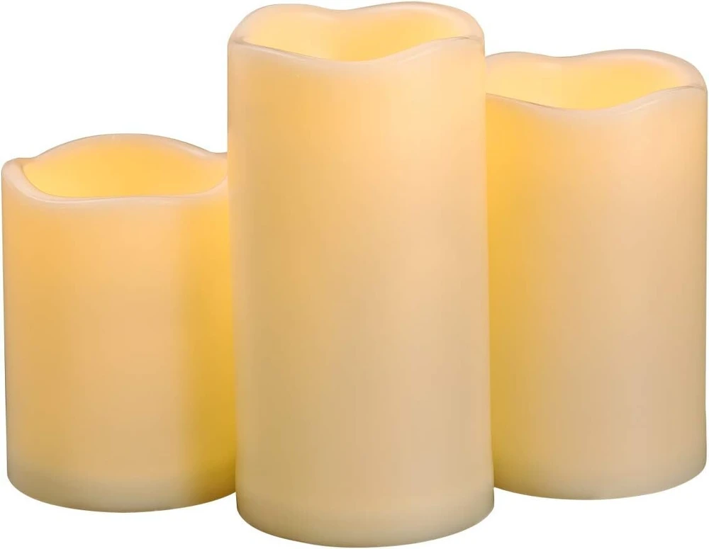 3 Led Žvakės su Laikmačiu Lauko Vestuvėms - 10, 12.5, 15cm