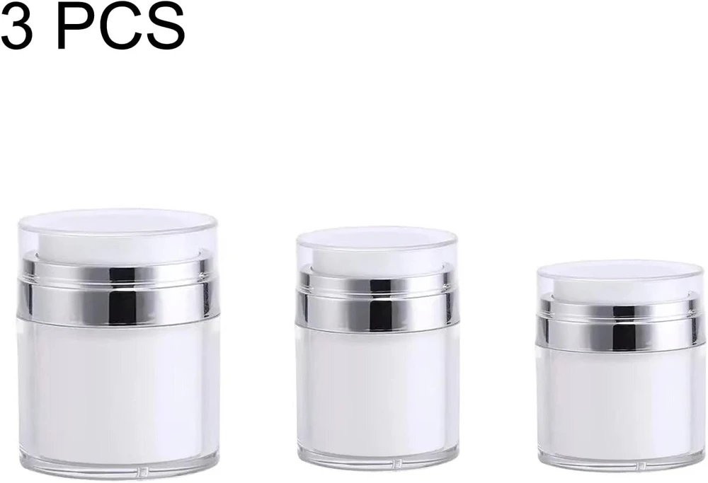 3 losjono kremo dozatorių rinkinys, losjono buteliukas su pompa, daugkartinio naudojimo, konteineris su pompa, plastikinis, vakuuminis kosmetikos konteineris, kremo dozatorius su pompa, tuščias, daugkartinio naudojimo oro neturintis losjono indelis kelion