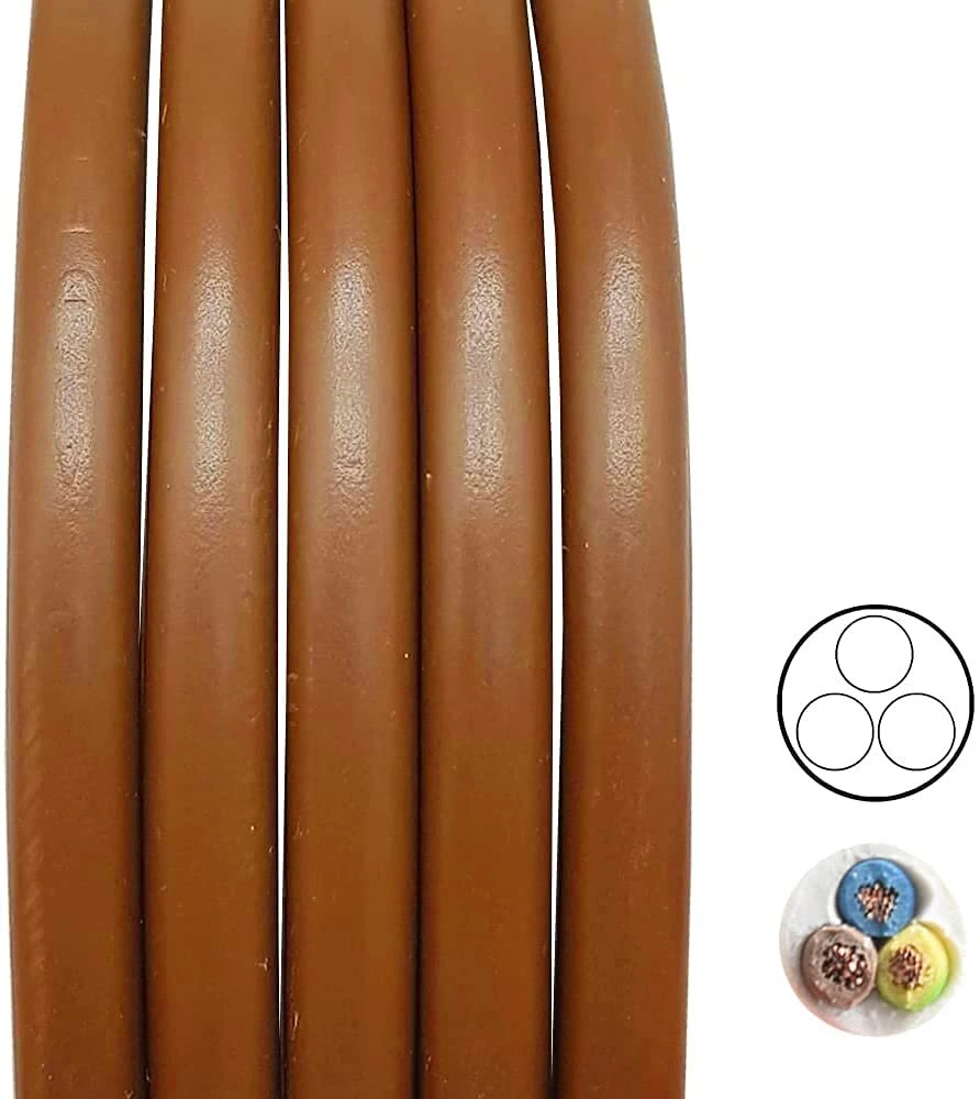 3 m kabelis Fawn H03vv-f 3 x 0.75 mm² Pvc izoliuotas žarnos kabelis 3g šviesos kabelis lempos kabelis maitinimo kabelis rudas