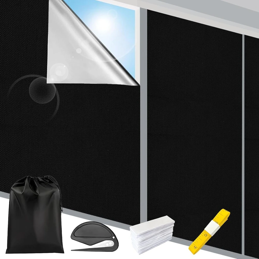 3 m x 1,5 m lango užtemdymas, interjero apsauga nuo saulės, lango užtemdymas be gręžimo, užtemdymo plėvelė, termoizoliacinė plėvelė, parduodama metrais miegamajam, užtemdymo plėvelė, užtemdymo audinys