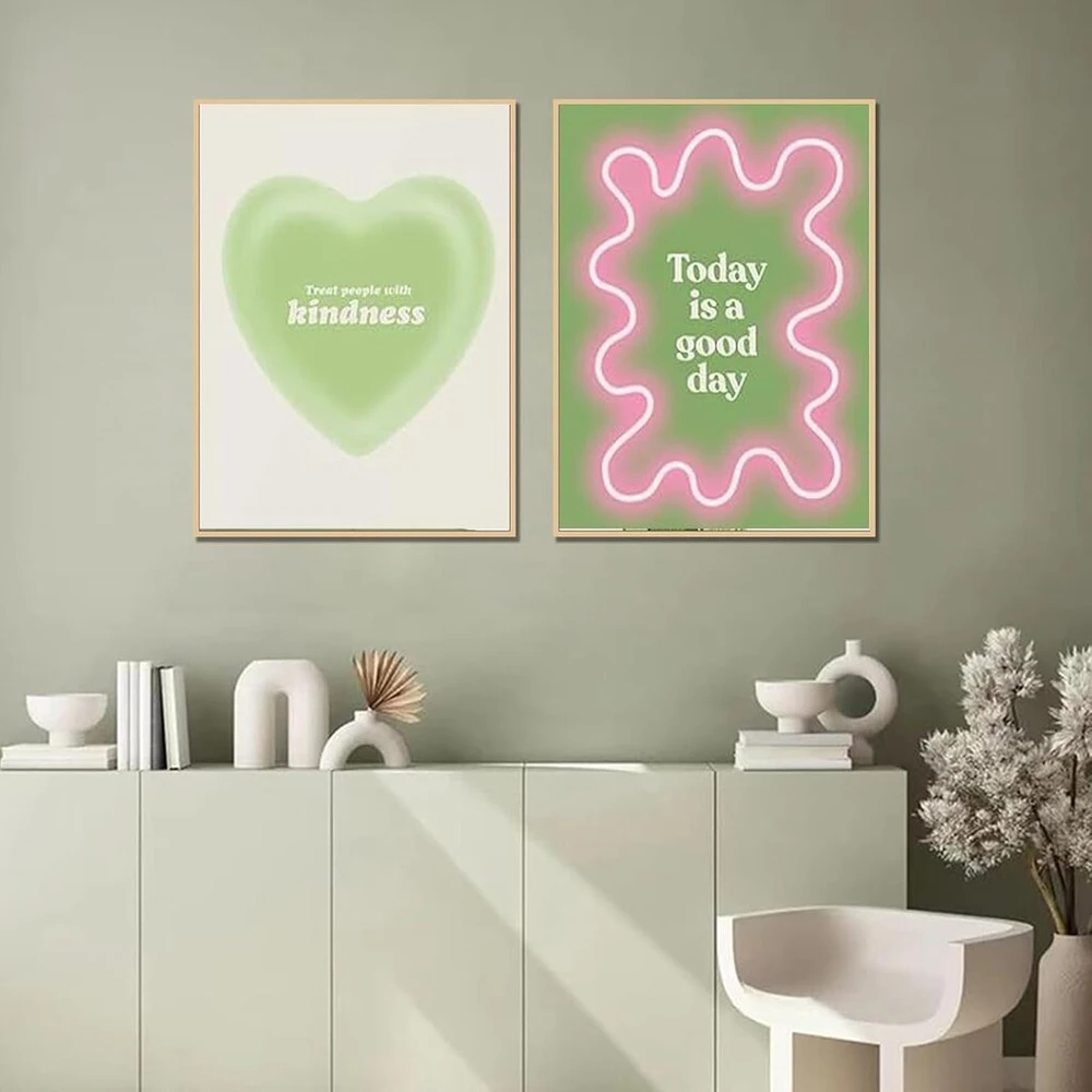 3 plakatų rinkinys žalias, aura plakatų rinkinys, gaivus žalios spalvos gradiento halo plakatas, estetiniai paveikslėliai sienų paveikslai svetainei miegamajam, modernus premium be rėmo drobės plakatas (#01, 40 x 50 cm)