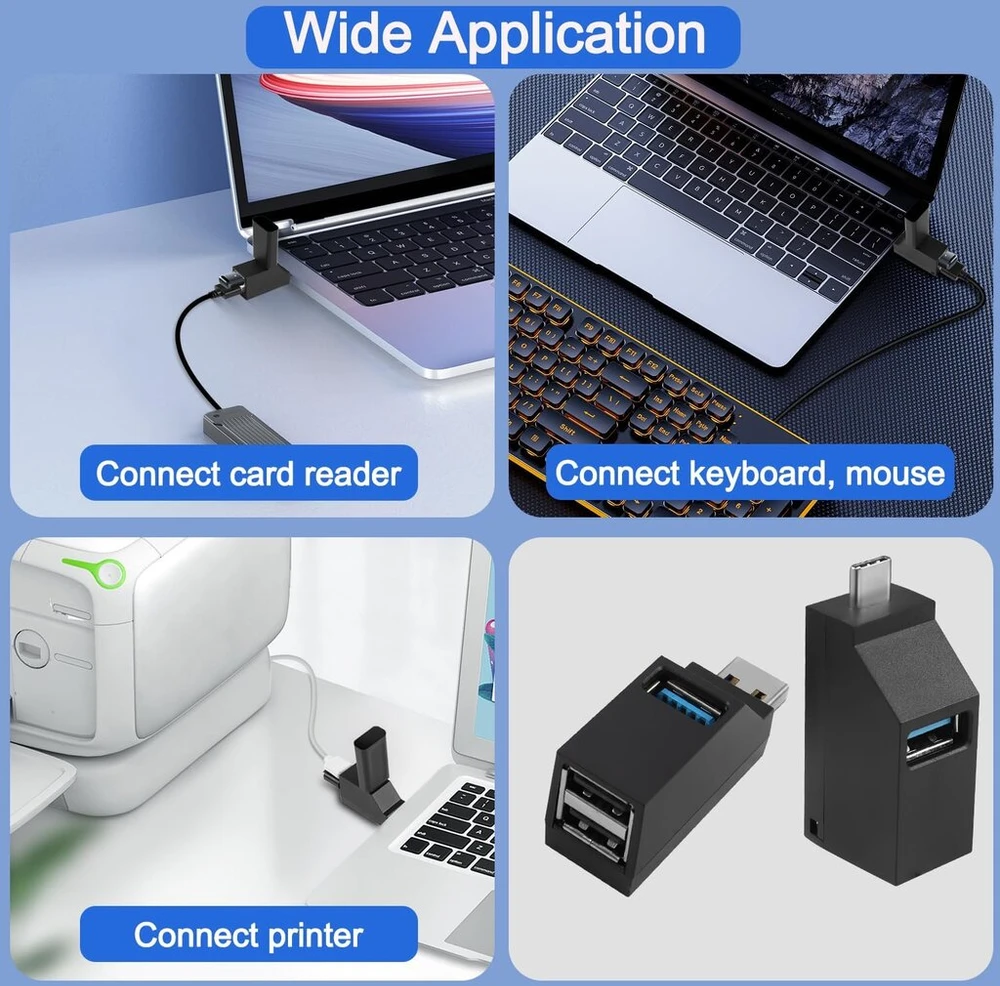 3 prievadų Usb šakotuvas: 1x Usb 3.0, 2x Usb 2.0, nešiojamas