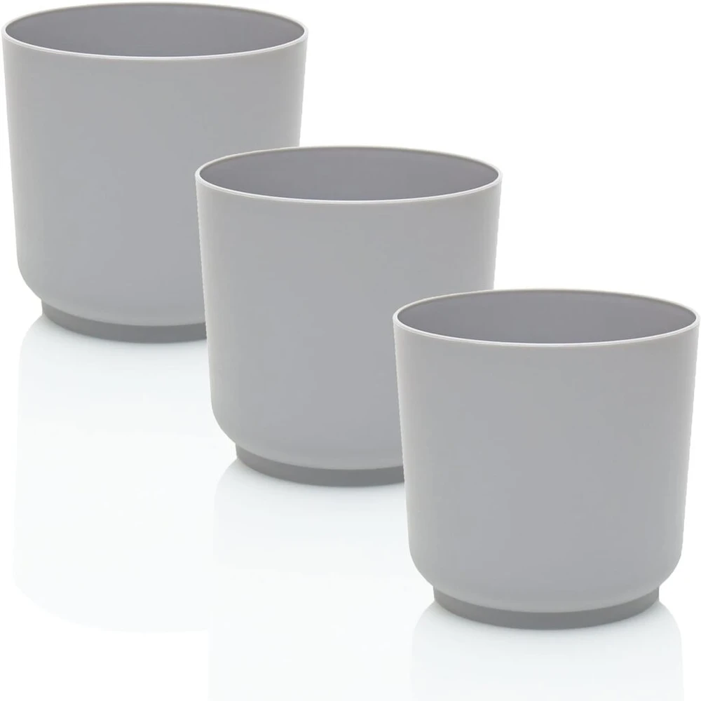 3 vnt. 13 cm skersmens vazonai, antracito spalvos