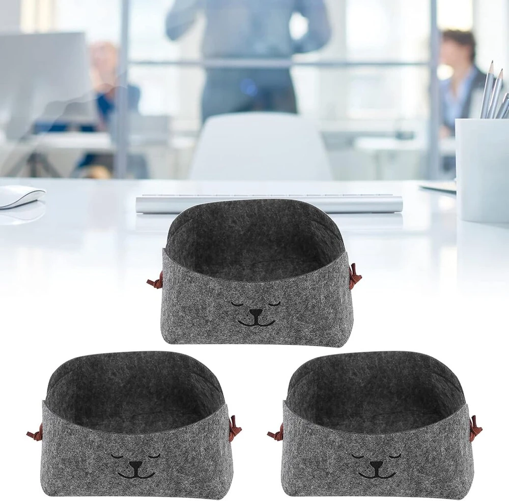 3 vnt. dėklų rinkinys, sulankstoma veltinio mini dėžutė, nešiojama maža namų organizavimo dėžutė, kosmetikos laikymo dėžutė, biuro laikymo dėžutė, virtuvės laikymo dėžutė spintelėms, miegamajam, drabužiams, knygoms