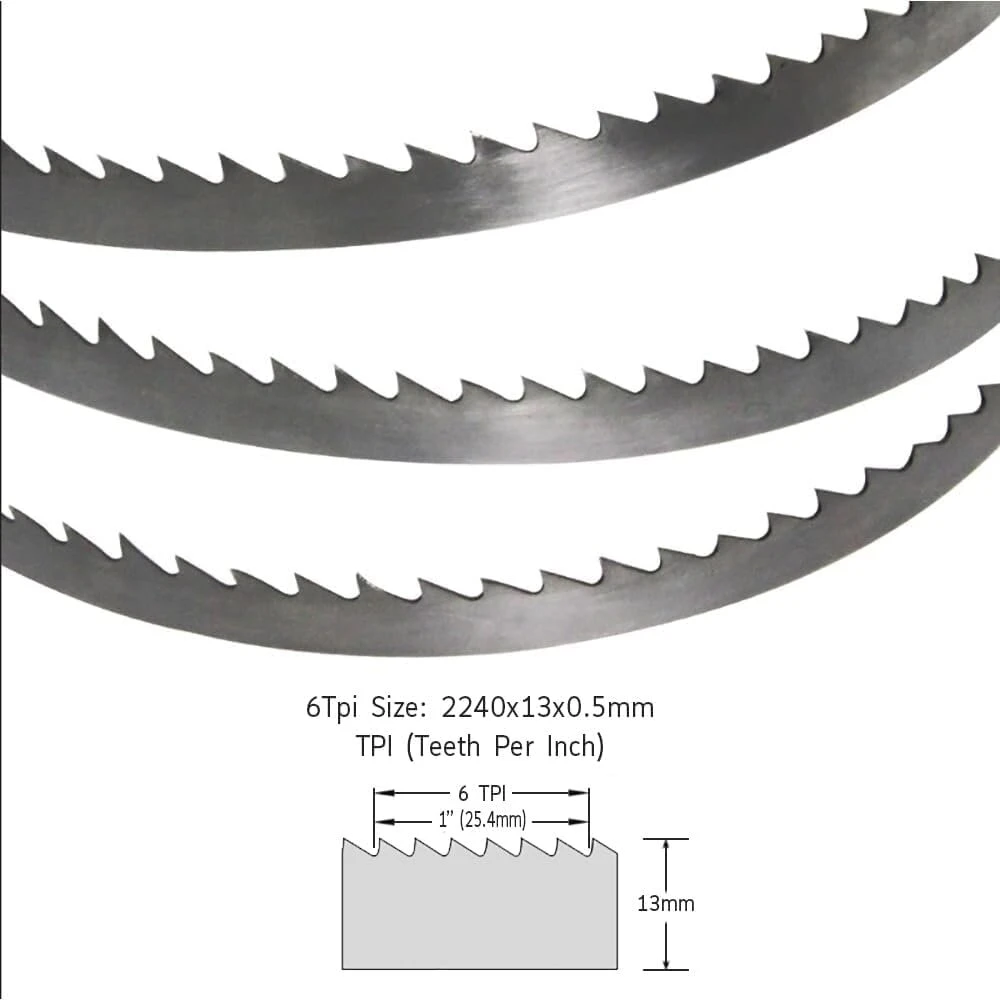 3 vnt. Juostinio pjūklo ašmenys 2240x13x0.5 mm, 6 Tpi