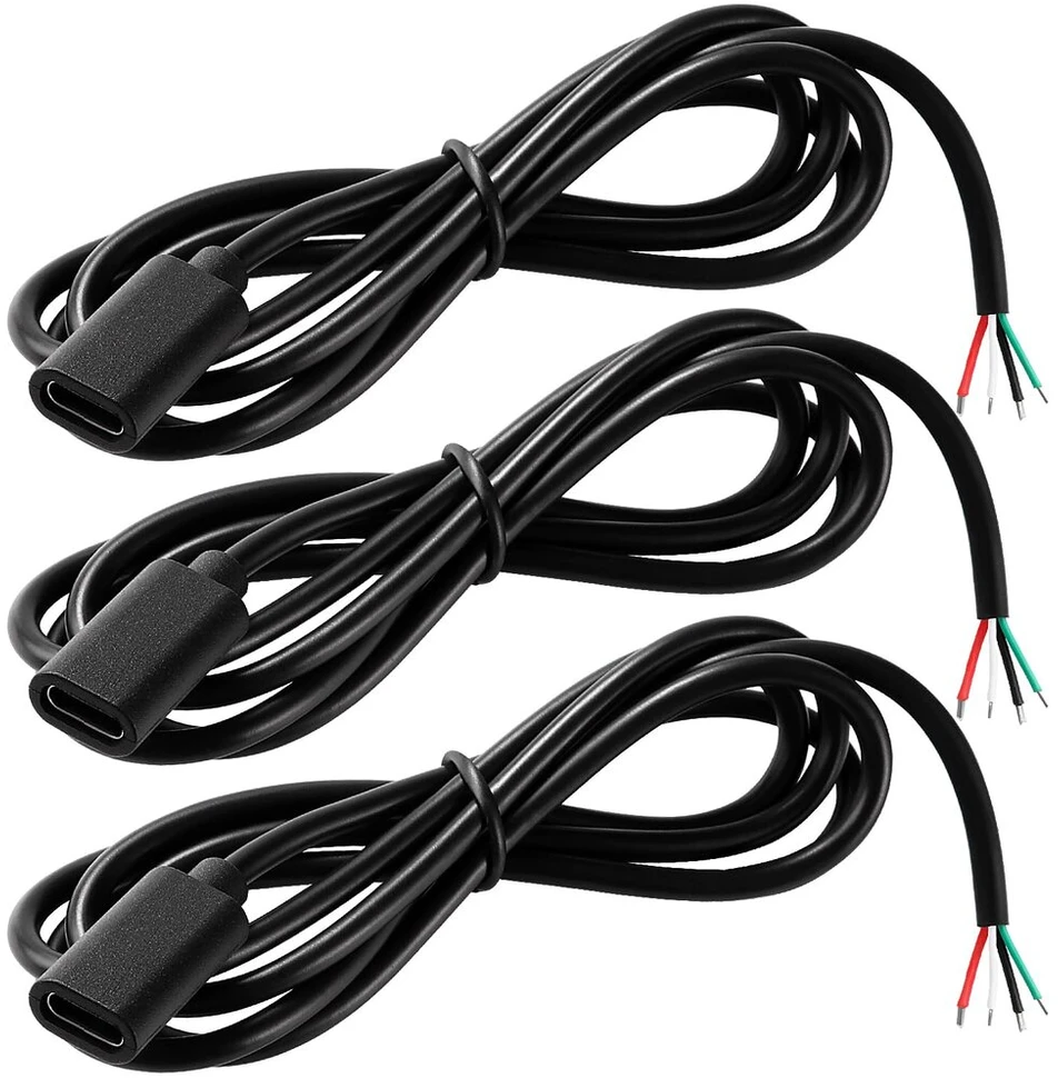 3 vnt. Usb-c jungties laidas su atvirais galais, 100 cm, 5v 3a