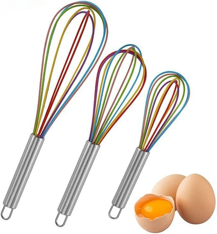 3 x silikoninis šluotelė, silikoninių šluotelių rinkinys, nerūdijančio plieno šluotelė, virtuvinė šluotelė, balioninė šluotelė, balioninė šluotelė, skirta maisto gaminimui ir kepimui