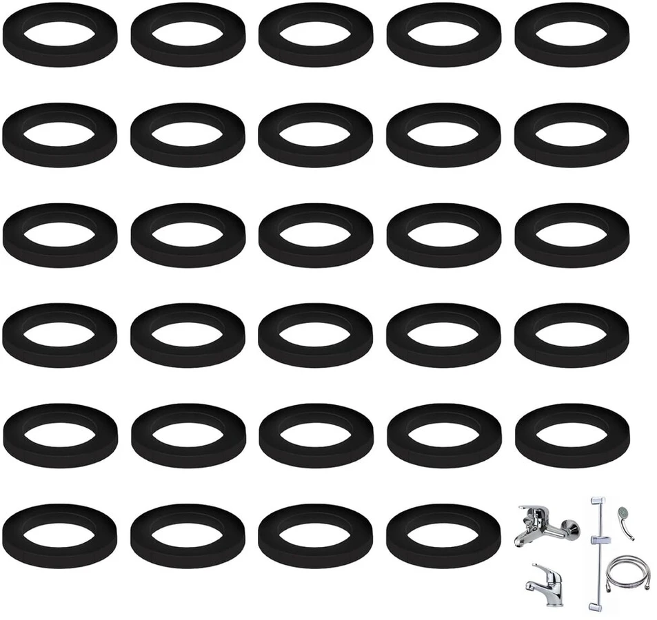 30 dalių 1/2 colio sandarinimo žiedų rinkinys, guminis sandariklis, apvalus, čiaupo sandariklis, dušo žarna, sandarikliai, sanitarinė žarna dušui, 19 mm, poveržlės guminis plokščias sandariklis, sandarinimo žiedai O žiedai dušo galvutei