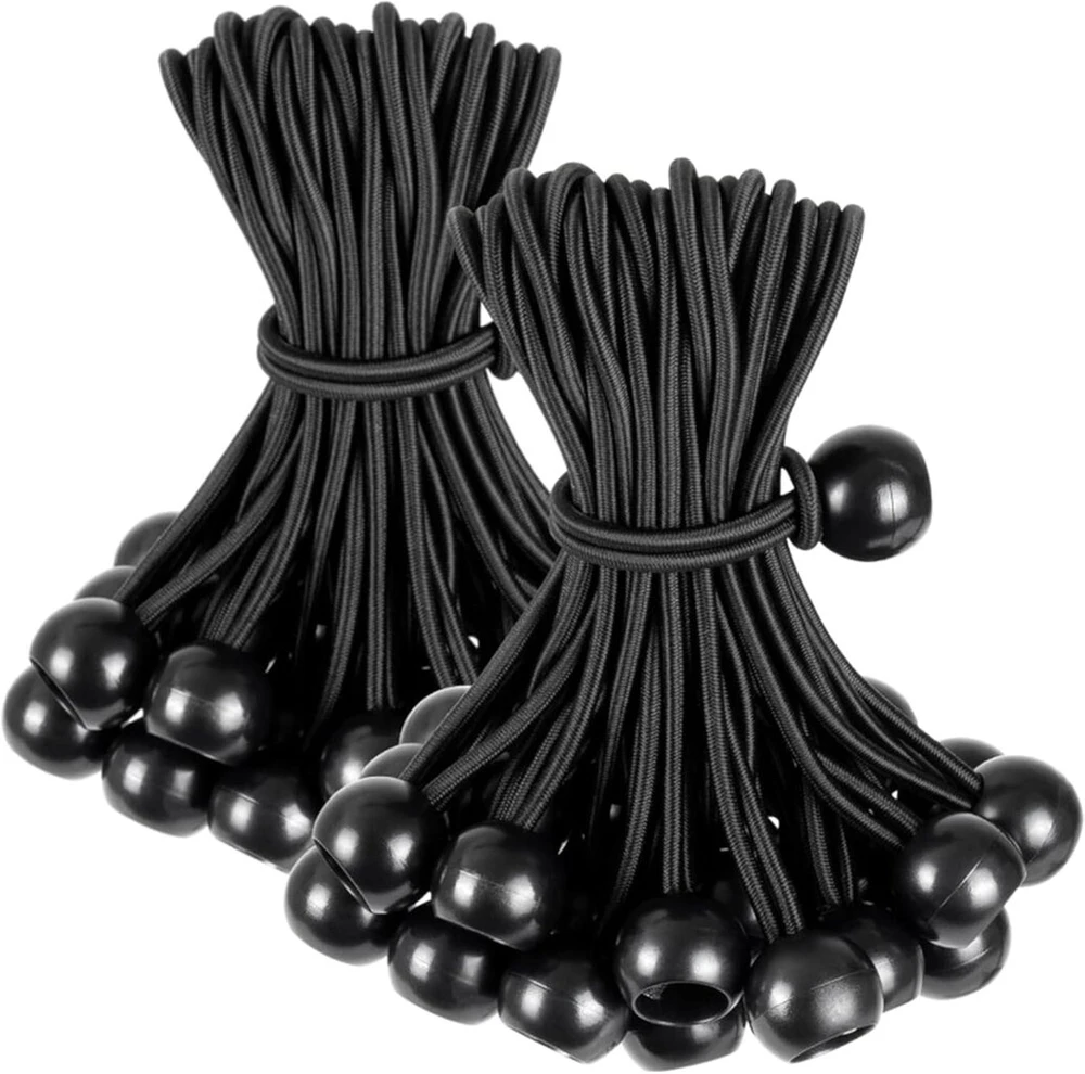 30 vnt. Bungee gumos su kamuoliuku, 10 cm, 4 mm storio