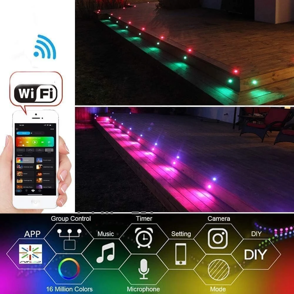 30 vnt. Wifi Led įleidžiami lauko šviestuvai Rgbw, Ip67
