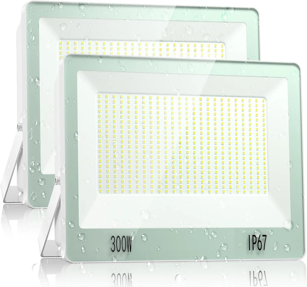 300w Led lauko prožektorius - 2 vnt. 30000lm lauko Led prožektorius su Led transformatoriumi ir vandeniui atspariu Ip67, 7000k šaltai balta šviesa, lauko apšvietimas gamyklai, kiemui, stadionui, garažui
