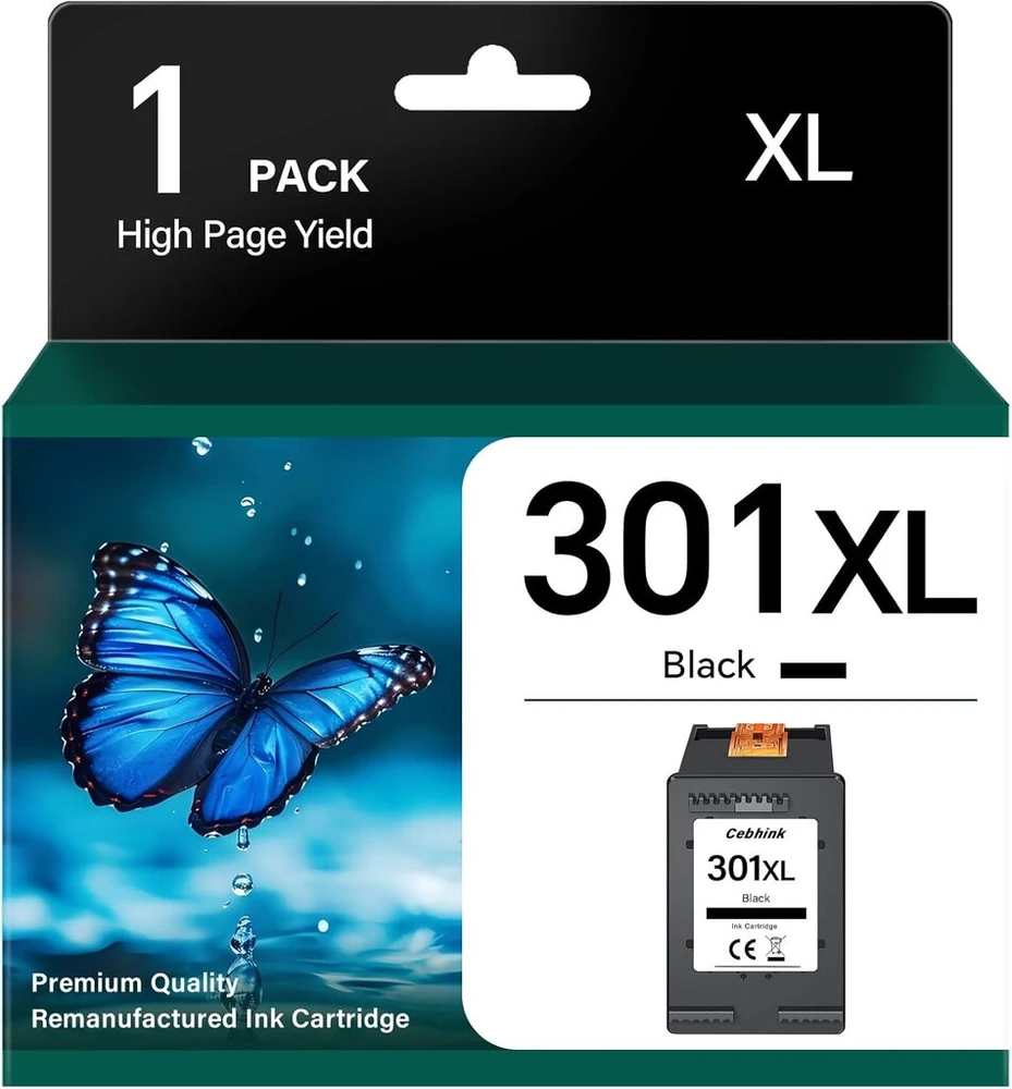 301 Xl juodas pakaitalas hp 301 rašalo kasetėms, spausdintuvo kasetė hp 301 juoda, suderinama su envy 4500 5530 5534 deskjet 2544 2549 officejet 2620 4630 4632, 1 pakuotė