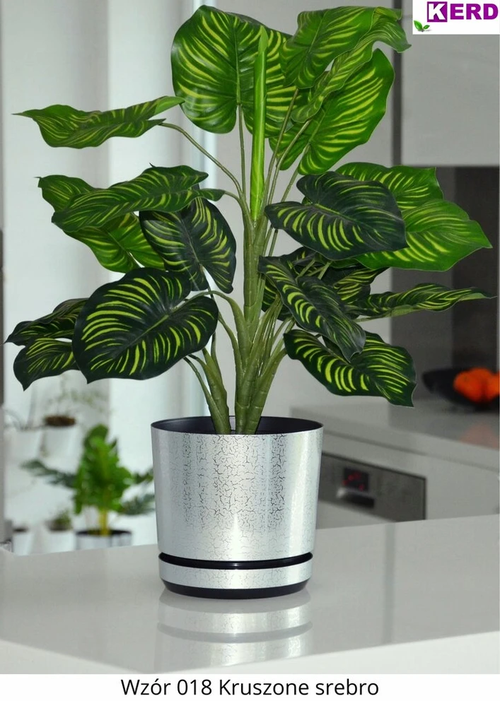 32 cm Dekoratyvinė vazonė su lėkšte "krušytas sidabras"