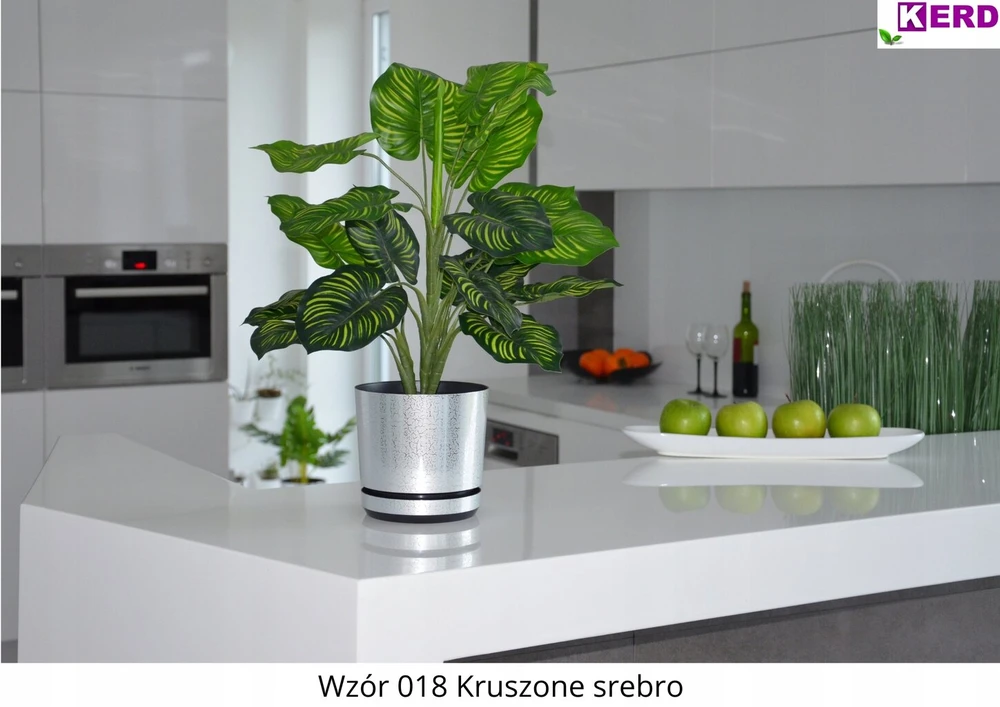 32 cm Dekoratyvinė vazonė su lėkšte "krušytas sidabras"