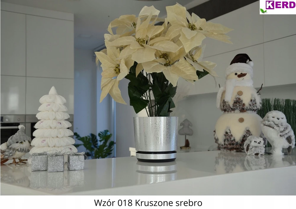 32 cm Dekoratyvinė vazonė su lėkšte "krušytas sidabras"