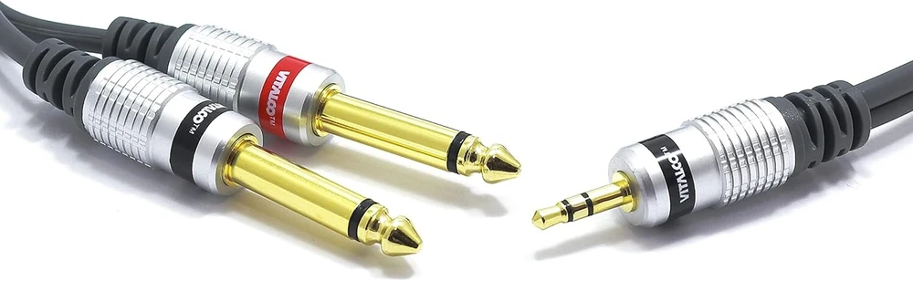 3.5 mm į 2x 6.35 mm Jack Audio Kabelis 1.5 m