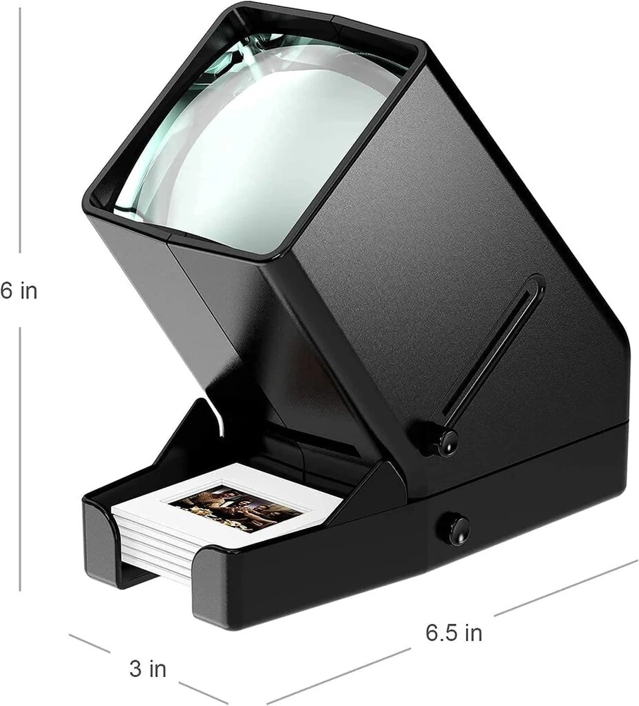 35 mm skaidrių peržiūros priemonė, 3x didinimas, Led apšvietimas