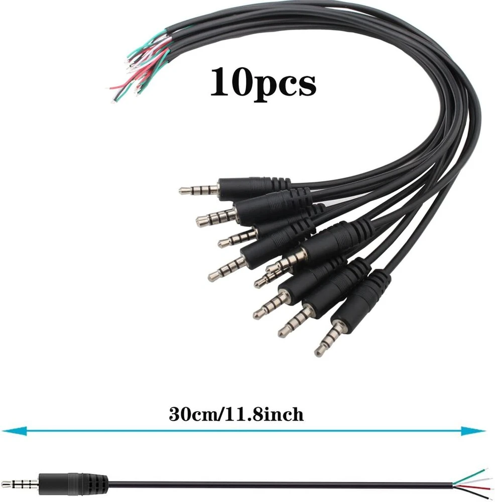 3.5 mm Trrs 4 kontaktų garso kištukas litavimui, 10 vnt.