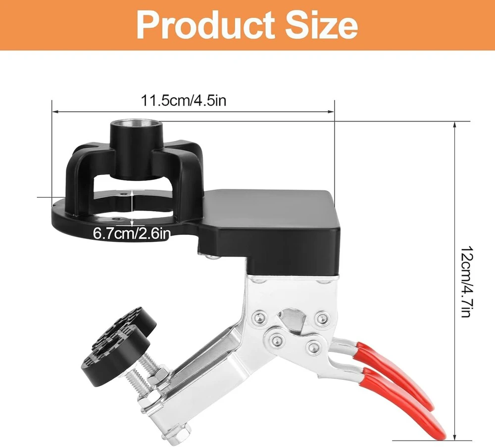35 mm vyrių šablonas, gręžimo šablono vyriai, gręžimo gidas, metalinis puodo vyrių šablonas, skylių vyrių paieškos įrankis medienos apdirbimo durims ir spintelėms