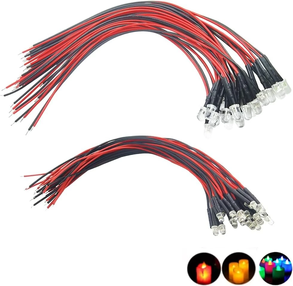 35 vnt. Led diodai 3mm, 7 spalvos, mirksintys, 9-12v
