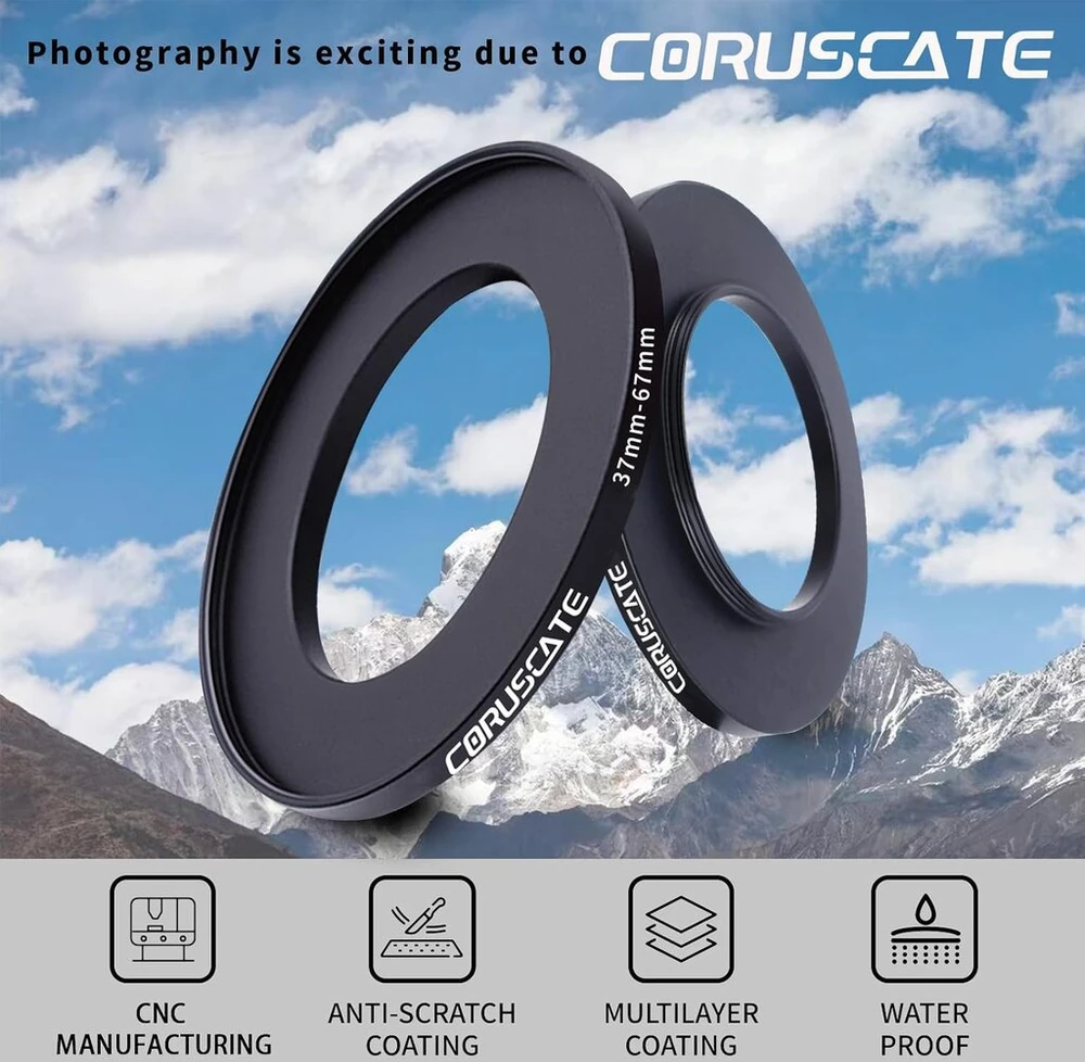 37 mm į 67 mm objektyvo adapterio žiedas, step up žiedo filtro adapteris, suderinamas su visais 37 mm objektyvais su 67 mm uv nd cpl filtru + 1 x objektyvo valymo šluostė