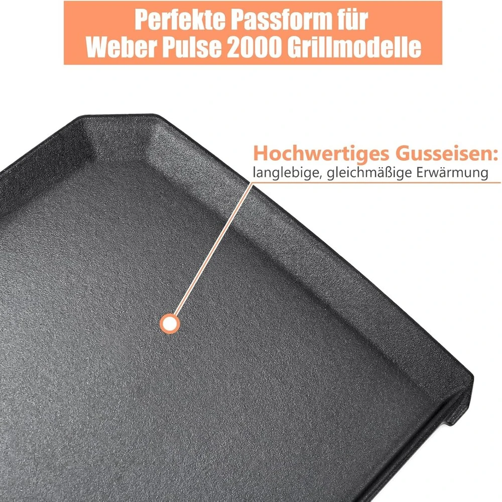 38,6 x 24,6 cm ketaus grilio plokštė weber pulse 2000 dujiniam griliui, grilio keptuvės planča pakaitalas weber pulse 2000, ketaus keptuvės priedai