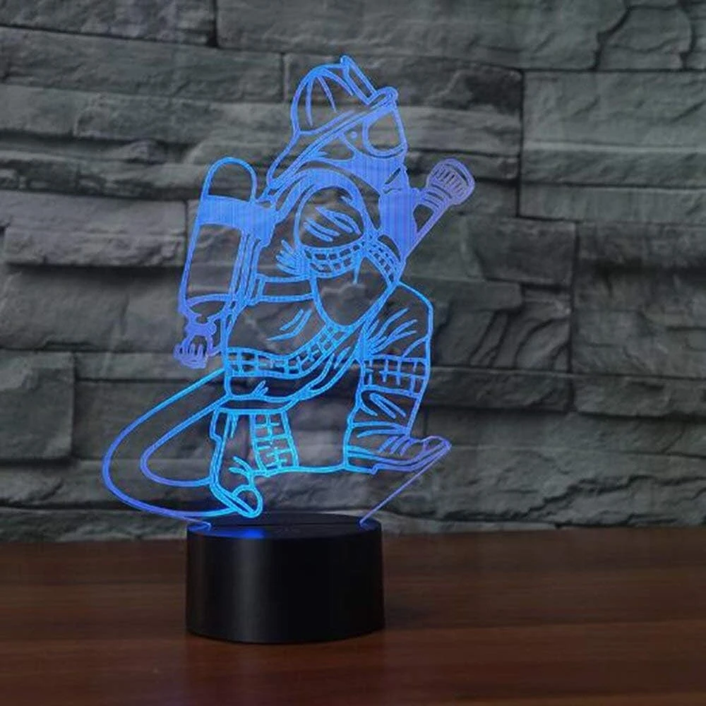 Pakabinamas šviestuvas 3d ugniagesių optinių iliuzijų led lempos nuotolinio valdymo pultas puikus 7/16 spalvų keitimas jutiklinis stalo naktinis šviestuvas su usb laidu vaikų miegamajam gimtadienio dovanos dovana