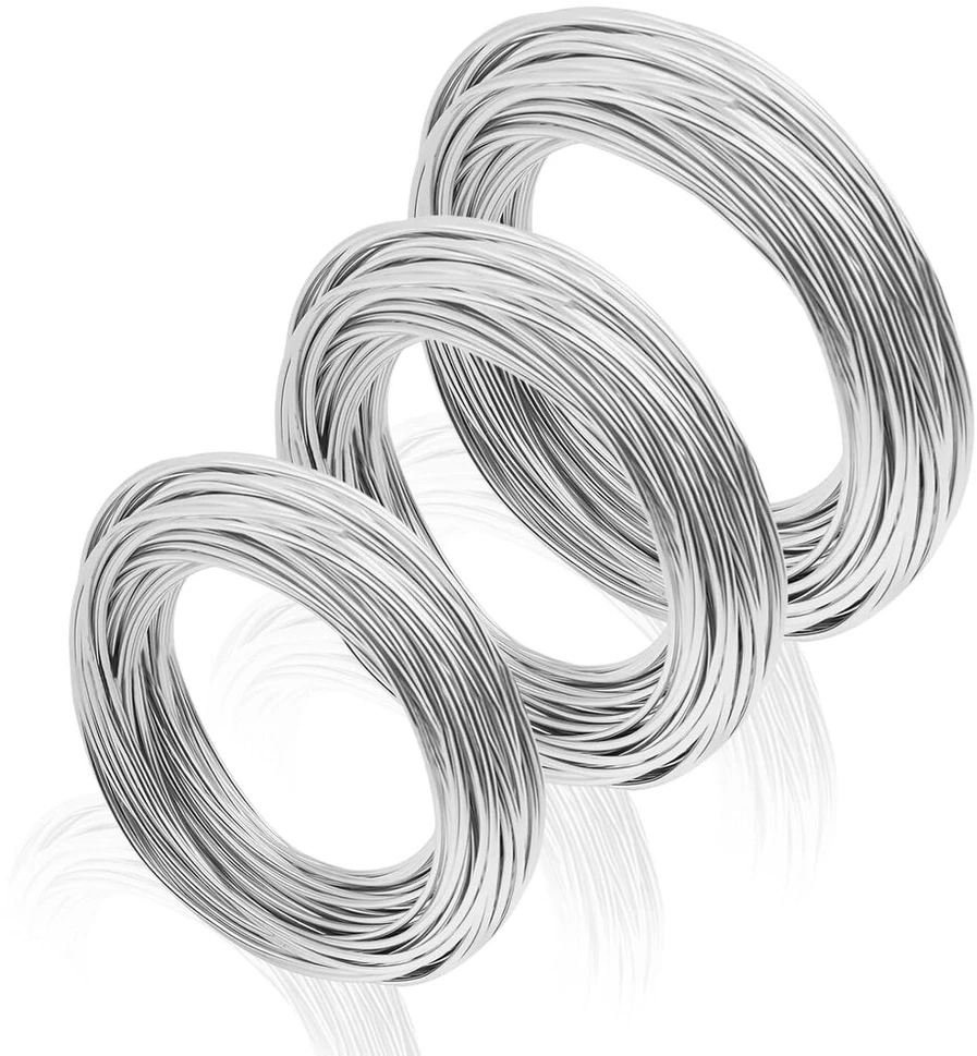 3M 3 Ritiniai Sidabro Vielos Papuošalams ir Rankdarbiams (1mm, 1.5mm, 2mm, 10m)