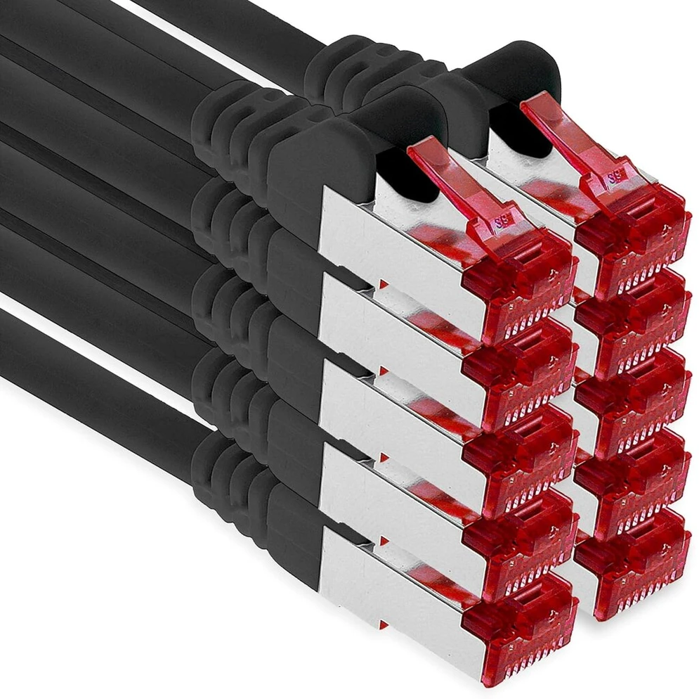 3m cat6 lan ethernet kabelis patch network cat 6 1000 mbit/s rj45 kištukas internetas tv kompiuteriui switch žaidimams ir t.t. - juodas - 10 vienetų