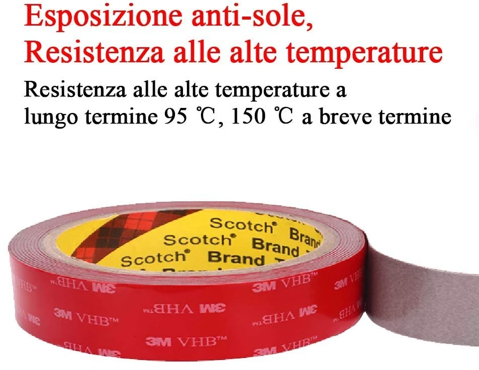 3m Vhb 4611 dvipusė lipni juosta, ypač stipri, atspari vandeniui, atspari aukštai temperatūrai (2 cm x 4,7 m)
