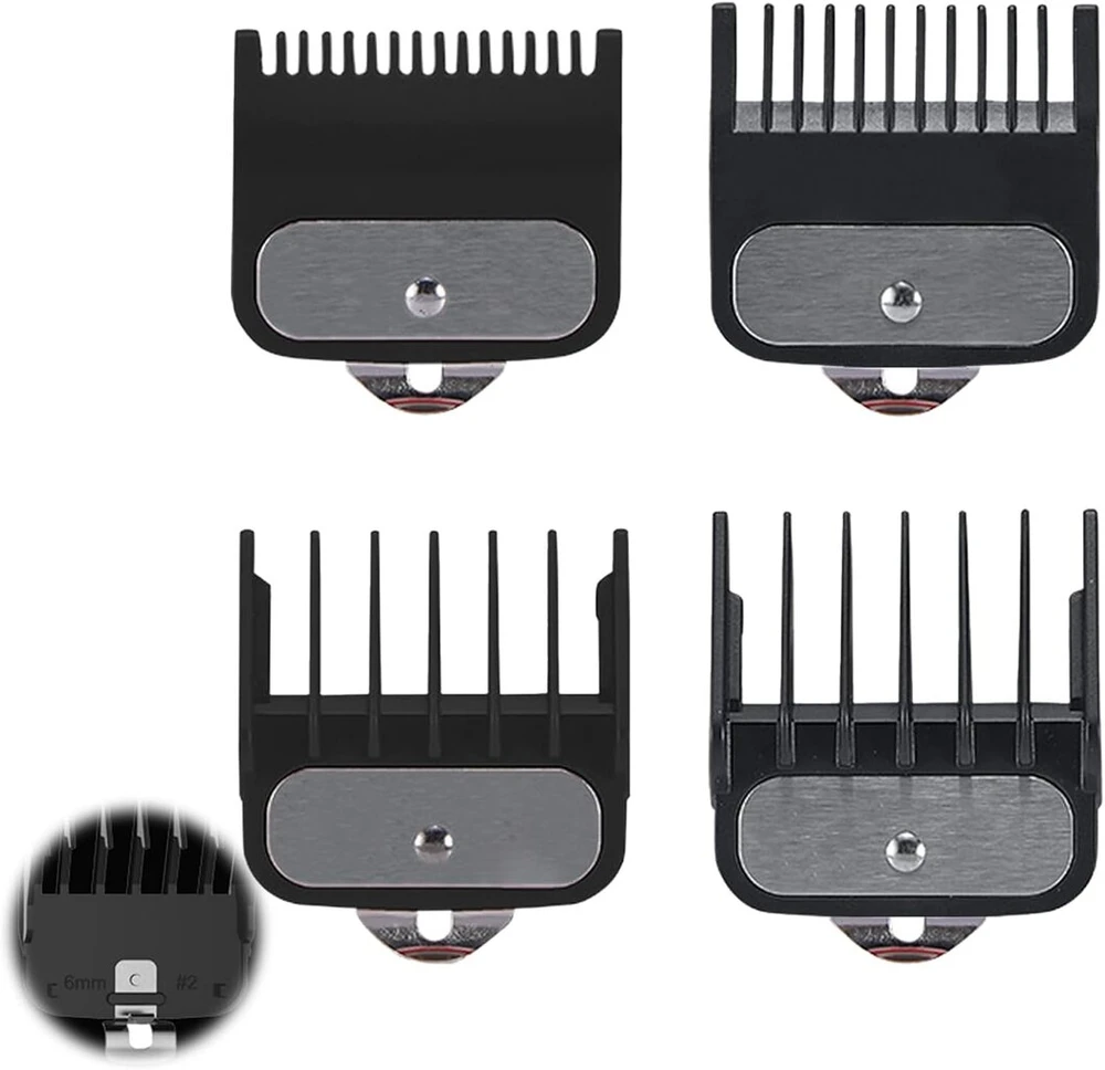 4 trimmerio priedų rinkinys choice, slankiojantys šukos kirpimo mašinėlėms, magic clip trimmer skustuvas, ribojančios šukos, trimmerio priedų rinkinys, idealiai tinka namams ir profesionaliam naudojimui