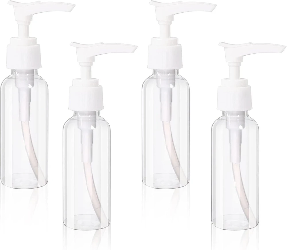 4 vnt. 50 ml skaidrios dozatorių buteliukų kelionėms