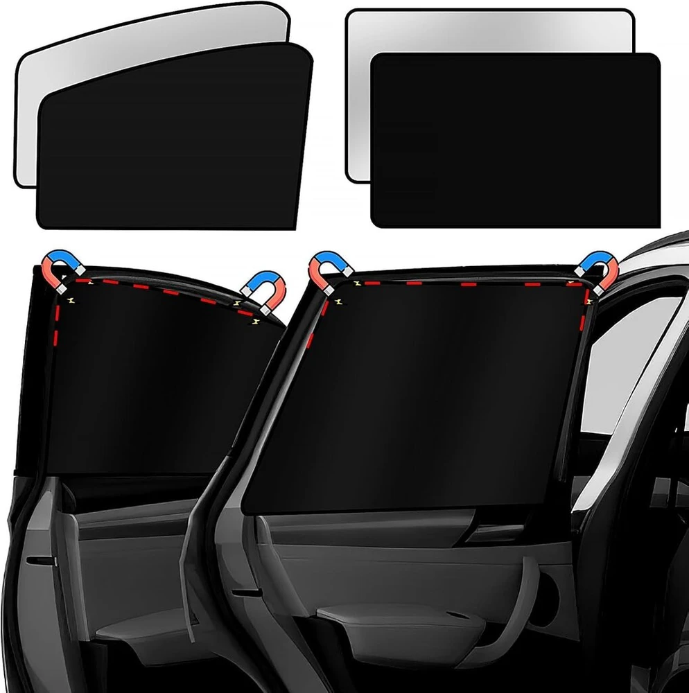 4 vnt. automobilių apsaugos nuo saulės užuolaidėlių kūdikiams magnetinė apsauga nuo saulės automobiliui, apsauga nuo saulės kūdikiams su uv apsauga, apsauga nuo saulės vaikams su uv apsauga universaliems automobiliams