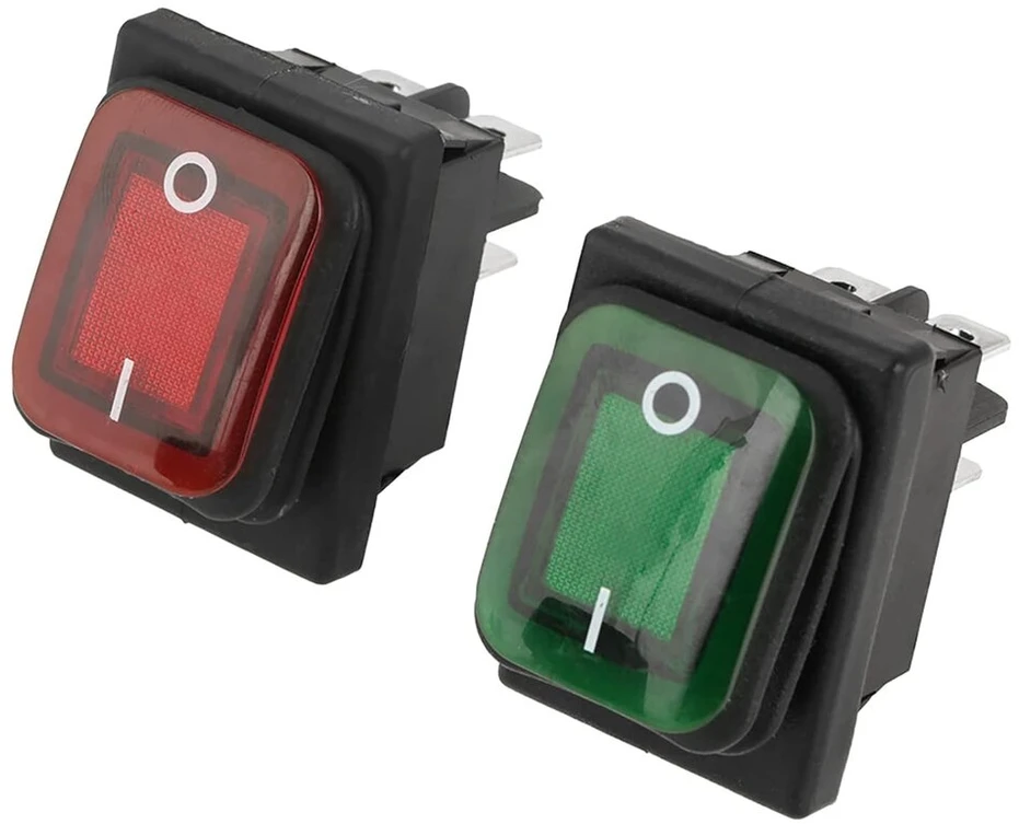 4 vnt. Perjungimo jungikliai 220v su Led indikacija (raudona/žalia)