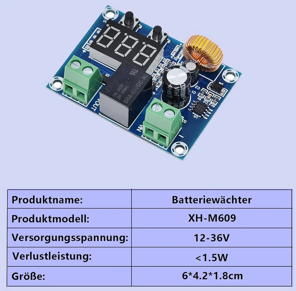 4 vnt. Xh-m609 akumuliatoriaus monitorių Dc 12 V-36 V akumuliatoriaus monitorius su išjungimu, įtampos monitorius, akumuliatoriaus žemos įtampos išjungimo jungiklis, programuojamas žemos įtampos jungiklis
