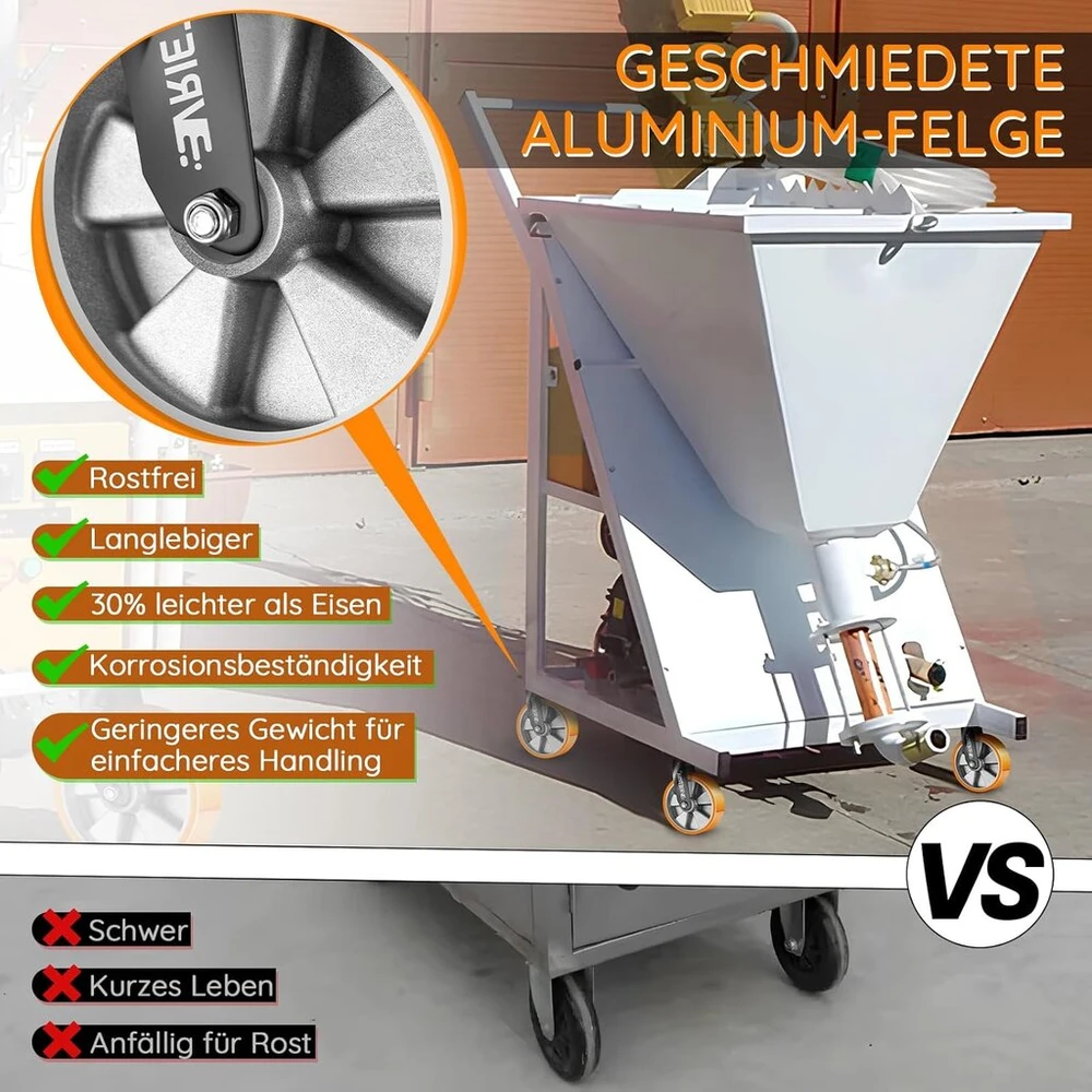 4 x 125 mm didelio apkrovos ratukai su stabdžiais, įskaitant 2 pasukamus ratukus su fiksatoriais, 2 pasukamus ratukus, 360° pasukami pramoniniai ratukai, didelio apkrovimo, skirti tyrimų laboratorijoms, pramonės įmonėms, apkrovai