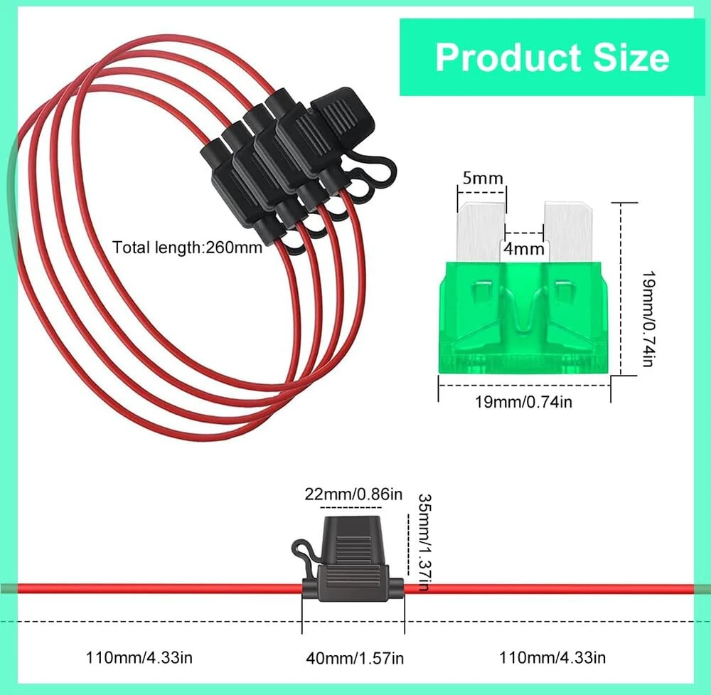 4 x 12awg 30a Vario Laikiklis Saugikliui Vandeniui Atsparus