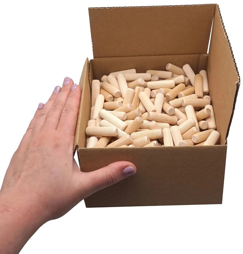 (400 vnt. pakuotė) mediniai kaiščiai 10x35mm, tvirti beržo medienos griovelio kištukai, nuožulnūs kaiščiai baldams (400, 10x35mm)