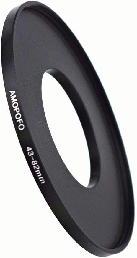 43–82 mm metalinis filtro žiedas, 43–82 mm step-up filtro adapterio žiedas – nuo fotoaparato objektyvo su 43 mm filtro sriegiu iki 82 mm filtro žiedo