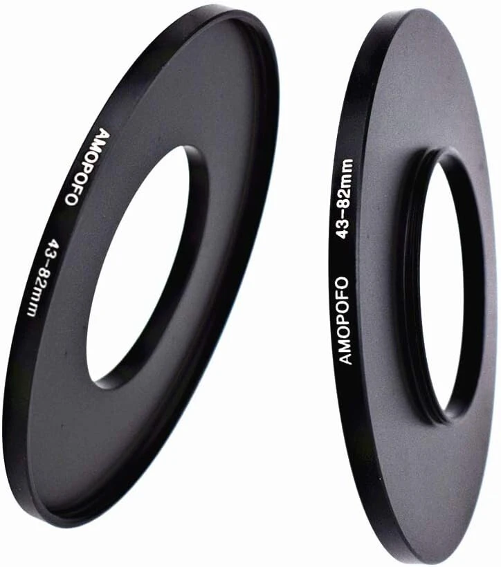 43–82 mm metalinis filtro žiedas, 43–82 mm step-up filtro adapterio žiedas – nuo fotoaparato objektyvo su 43 mm filtro sriegiu iki 82 mm filtro žiedo