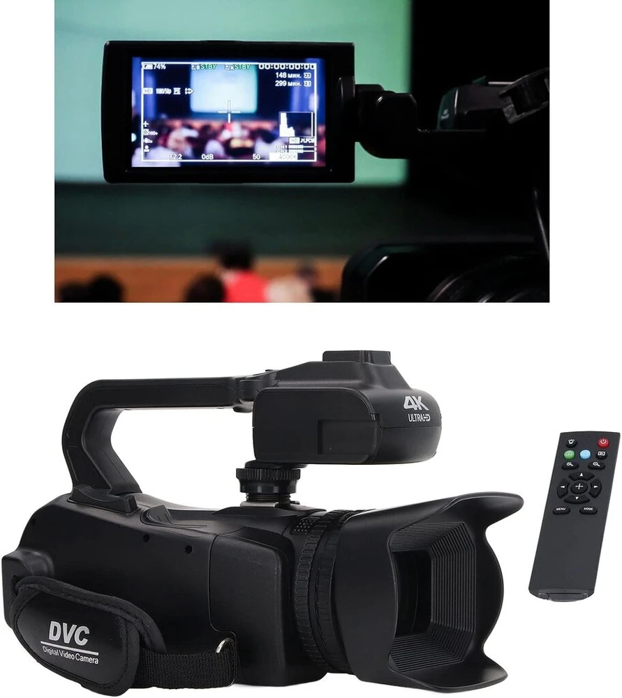 4k Ultra Hd vaizdo kamera, 18x skaitmeninis priartinimas, 3.0 colių Ips jutiklinis ekranas, Wifi 2.4g vlogų vaizdo įrašymo įrenginys su mikrofonu, rankiniu stabilizatoriumi ir nuotolinio valdymo pulteliu