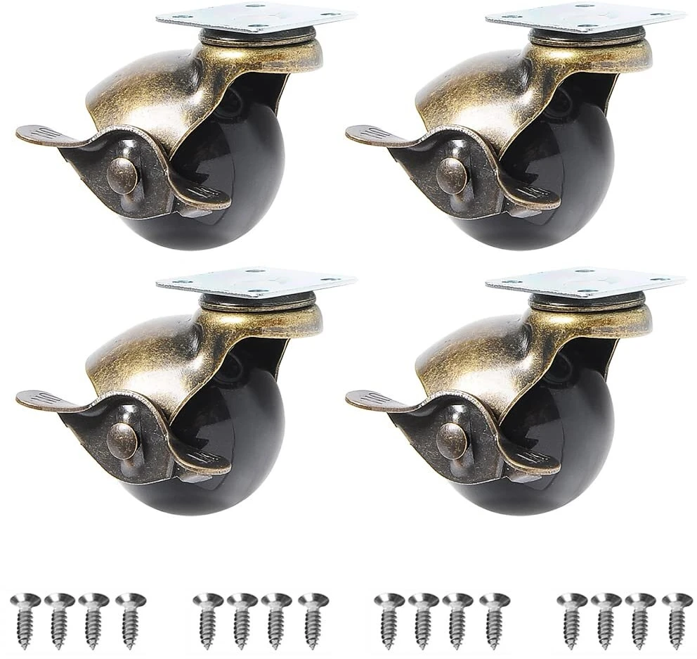 4Kraft 4 vnt. 1.5" rutuliniai ratukai baldams, 360° pasukimo kampas