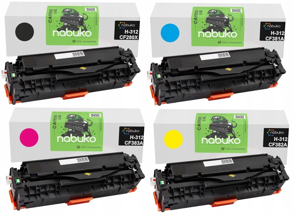 4x Nabuko toneris, skirtas Hp Color Laserjet Pro Cf380x 312x M476dn M476dw M476nw