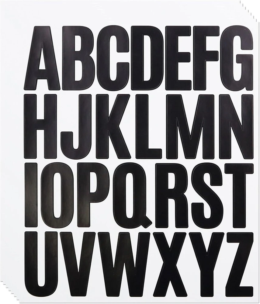 5 cm raidžių lipdukai, 208 vienetų lipnus vinilo abėcėlės rinkinys albumams, pašto dėžutėms, juodos lentoms, vardinėms lentelėms - juodi