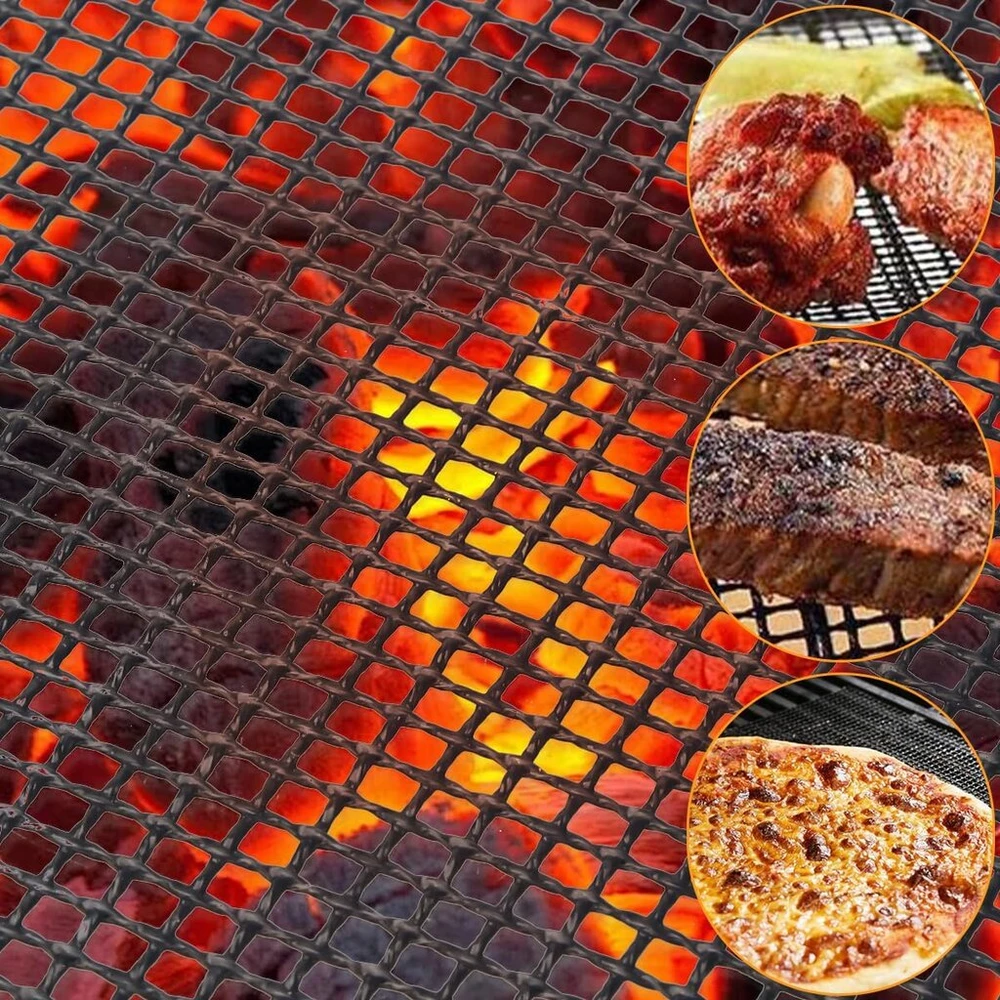 5 dalių bbq grilio kilimėlių rinkinys, nepridegantis, tinklinis, padengtas, daugkartinio naudojimo bbq kepimo priedai griliui, dujinei kepsninei, orkaitei, maisto gaminimui, 40 x 33 cm