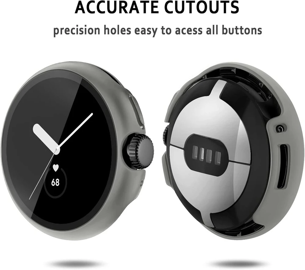 5 dėklų rinkinys, suderinamas su Google Pixel Watch 3/2/1 (41 mm) - ekrano apsauga, dėklas, apsauginis stiklas + kietas pc dėklo dangtelis